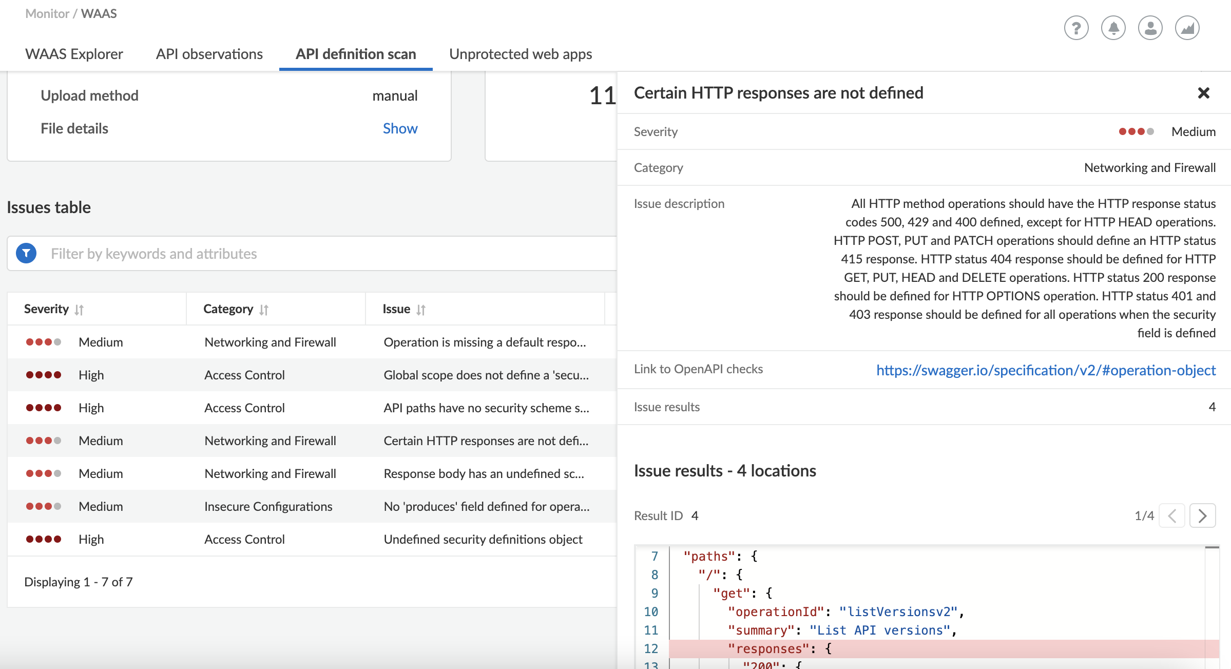 api def scan issue number