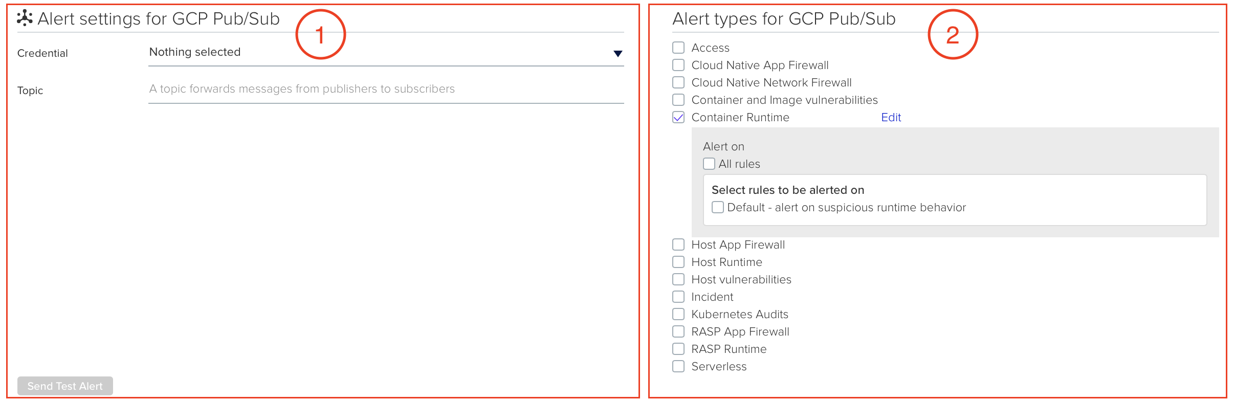 google cloud pub sub config