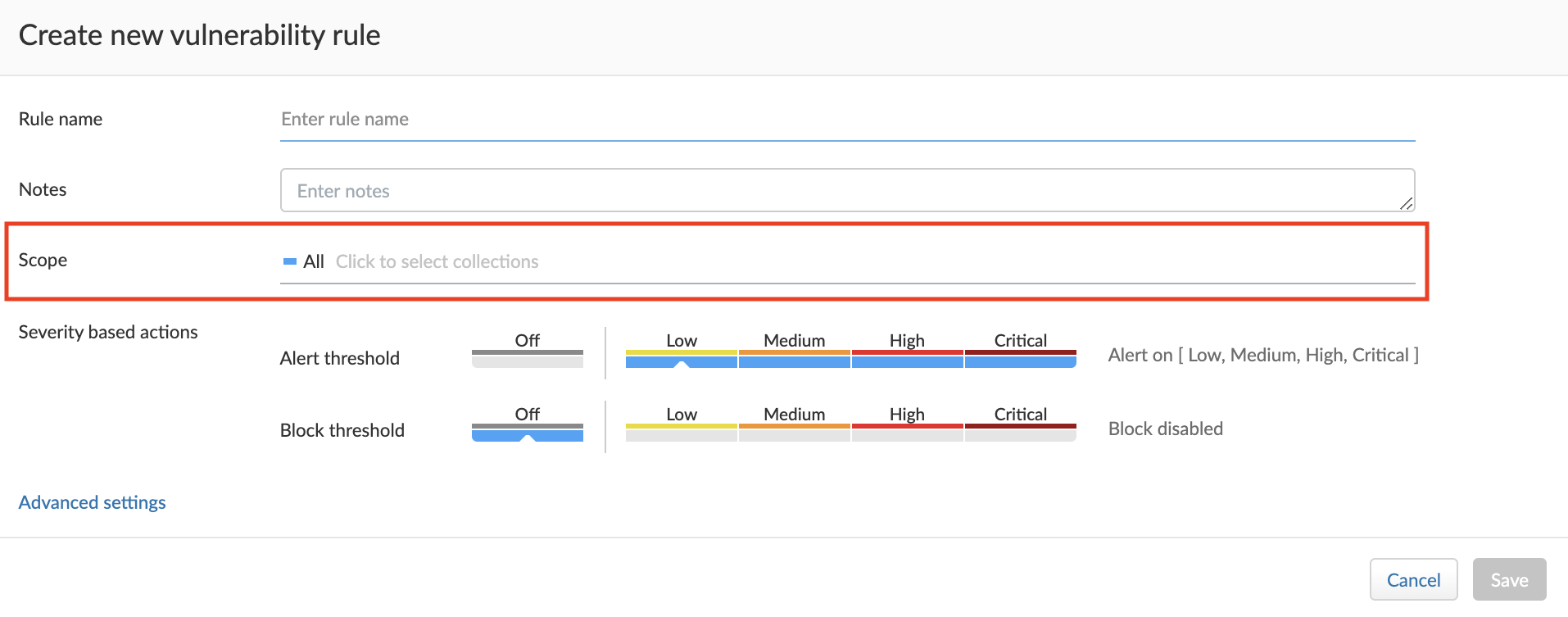 collections rule scope